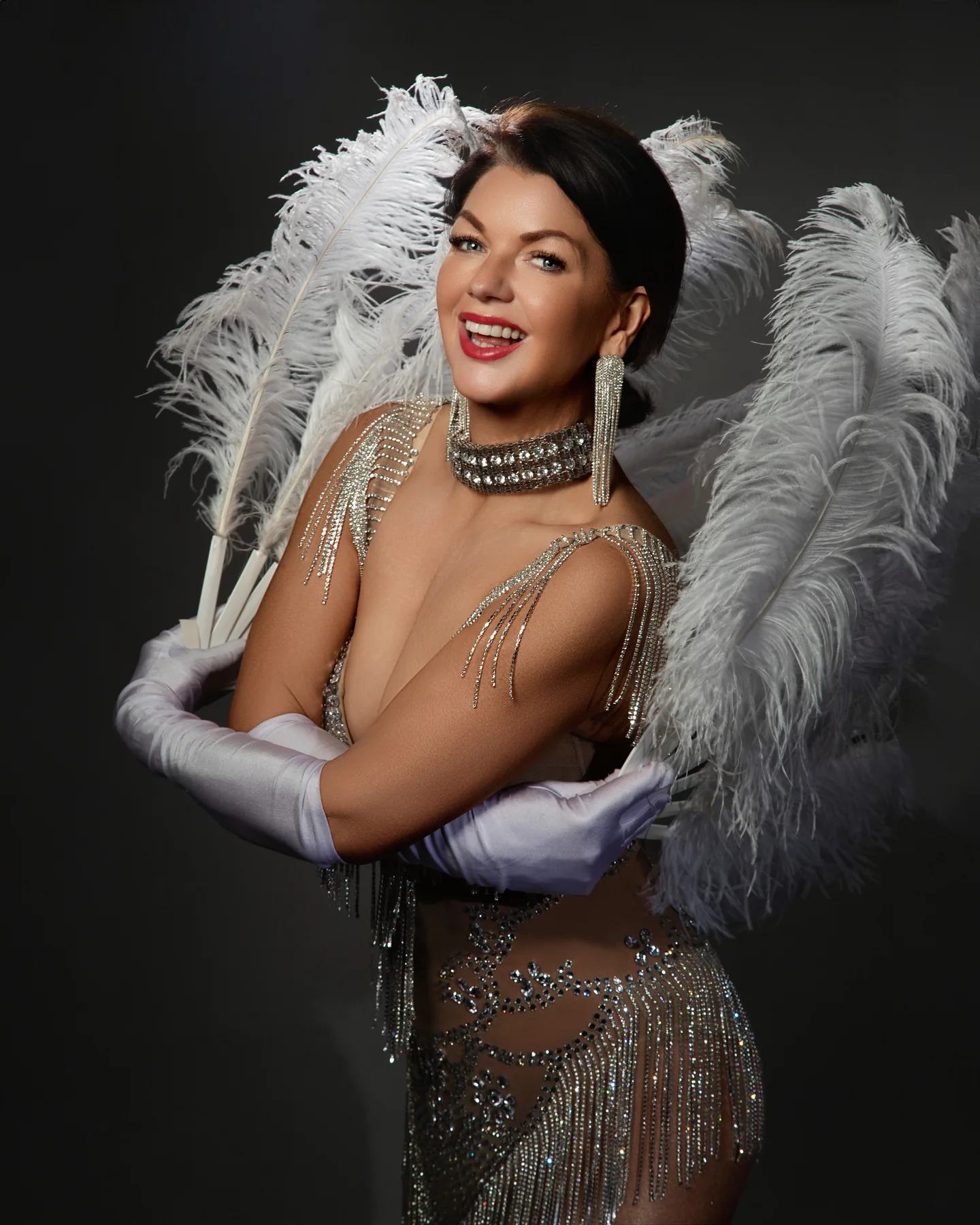 Burlesque and showgirl boudoir portrait by Elland-Vee in Warminster, Wiltshire