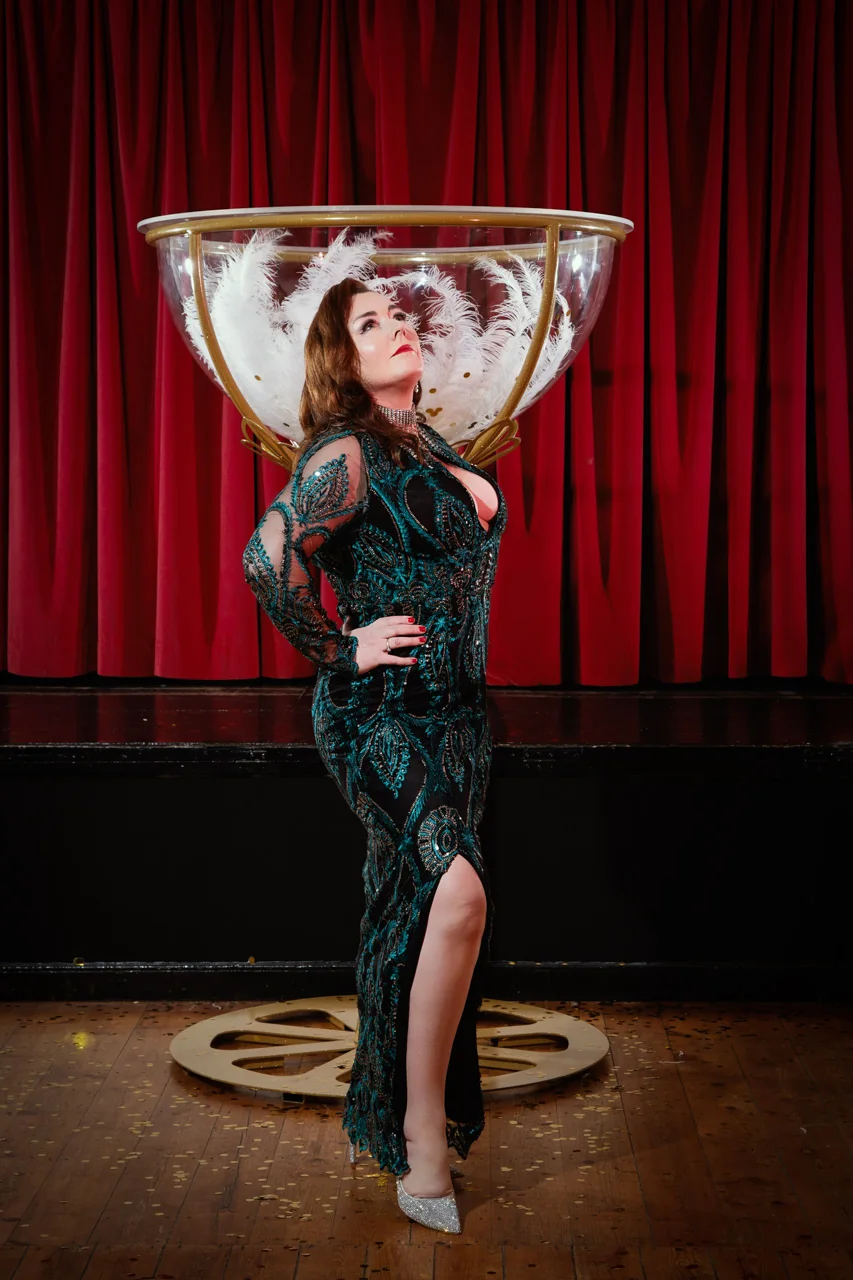 Burlesque and showgirl boudoir portrait by Elland-Vee in Warminster, Wiltshire